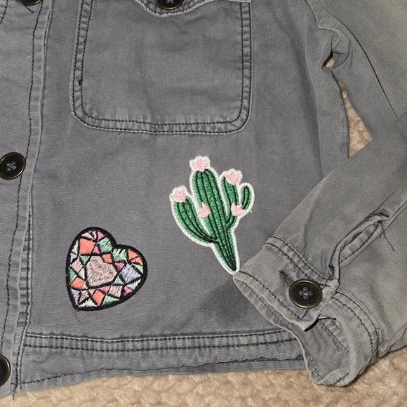 Mossimo Supply Co Denim Jacket XL Patches Button Front Casual Vintage Looks - Picture 3 of 10